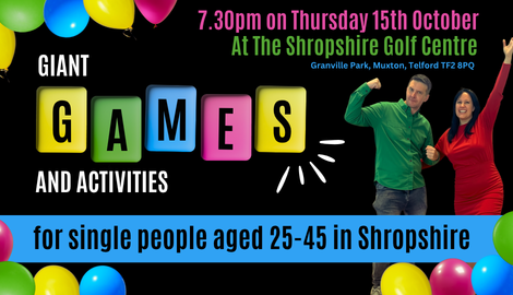 Giant Games and Activities, event for single people 25-45 in Telford